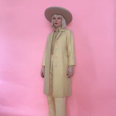 Vintage 70s Butter Yellow Wool Coat 