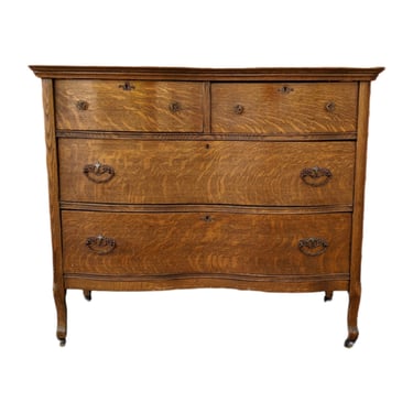 COMING SOON - Antique Tiger Oak Serpentine Front Chest of Drawers Dresser