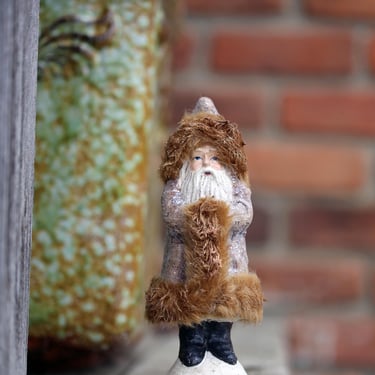 Vintage Chic Sparkly Wood Santa 8.25