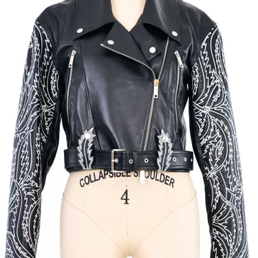Jitrois Embroidered Leather Motorcycle Jacket