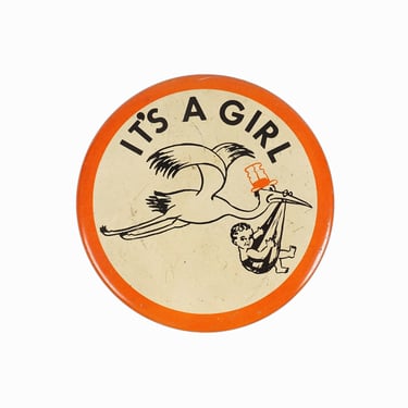 1960s "It's A Girl" Pin Metal Mid-Century 