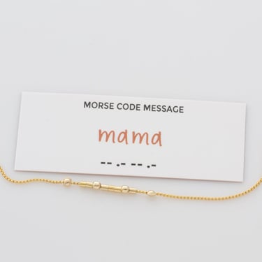 Mama - Hidden Morse Code Message Necklace, Necklace for New Mom, Mama Necklace, Dainty Beaded Necklace, Gift for Wife, Gift for Her 