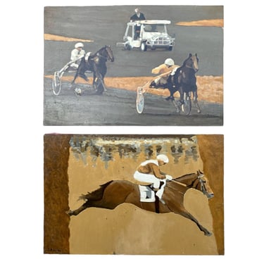 Pair French Race Horse Paintings