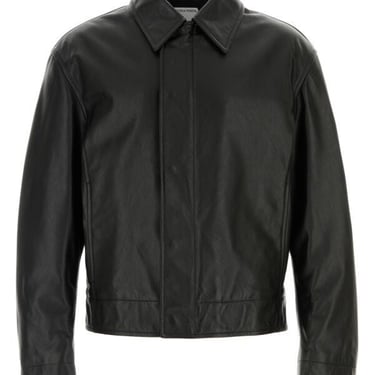 Bottega Veneta Man Black Leather Jacket