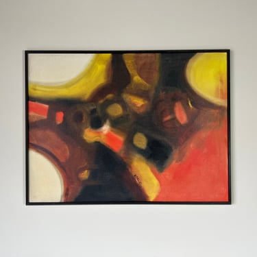 1970's W. Bentley Expressionist Abstract Painting, Frame 