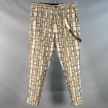 SONG FOR THE MUTE SS21 NAIVE Size 34 Beige Grey White Cotton Blend Tapered Casual Pants