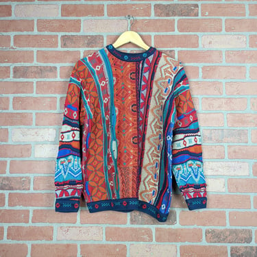 Vintage 80s Made in Australia Cuggi 3D Knit Chunky Knit Sweater ORIGINAL Multicolor Sweater - Small 