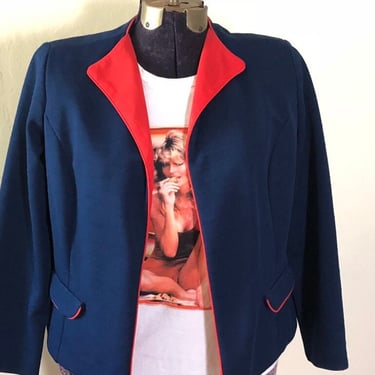 peekaboo red + blue vintage blazer // 60s blazer 70s blazer // vintage womens jacket // 60s vintage blazer // 70s vintage / size 10, size 12 