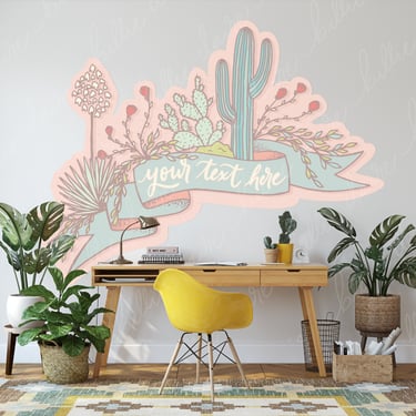 Customizable Wall Decal | Desert Cacti Banner | Multiple Sizes Available | Personalized Words or Text 