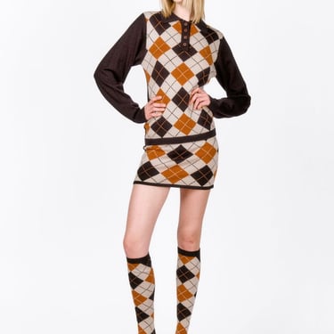 Anna Sui Argyle Knitwear Skirt - Marmalade Multi