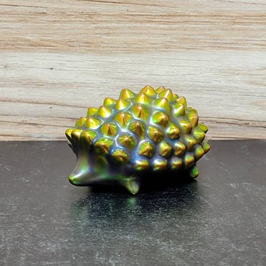 Zsolnay Hedgehog Eosin Blue Gold Glaze - Hungarian Art Pottery 