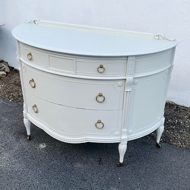 Late 19th Century Curved Antique Chest of Drawers in White