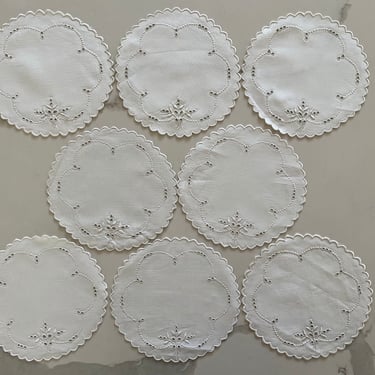 Coasters doilies 8 eyelet embroidery 6 inch 