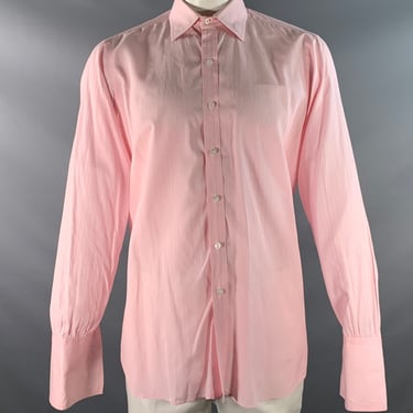 TURNBULL & ASSER Size L Pink White Pinstripe Cotton Long Sleeve Shirt