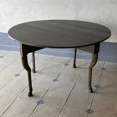 19th C. Late Gustavian Green Drop Leaf Center Table