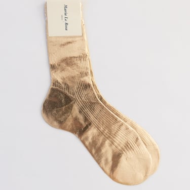 One Ribbed Laminated Sock in Platino
