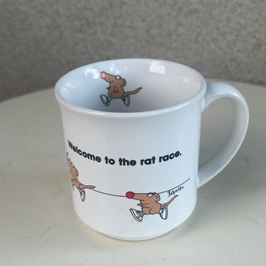 Vintage coffee mug Welcome to the rat race  theme by Recycled Paper Products Sandra Boynton 