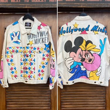 Vintage 1980’s Disney Mickey Mouse “Hollywood Mickey” Denim Trucker Jacket, 80’s Oversize, Vintage Clothing 