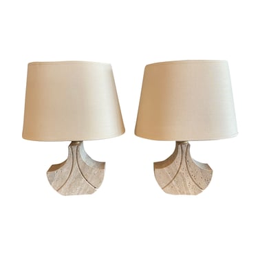 Pair of Travertine Lamps