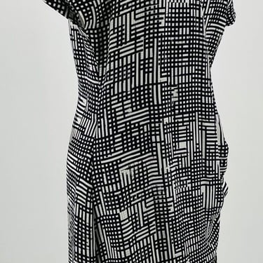 Shipley and Halmos Black/White Patterned Dress 100% Silk Sz 6 