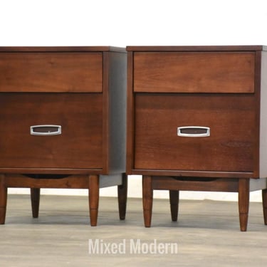 Refinished Walnut Nightstands by Hooker - A Pair 