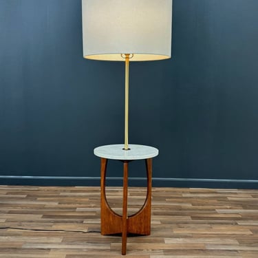 Mid-Century Modern Floor Lamp w/ Marble Side Table, c.1960’s 