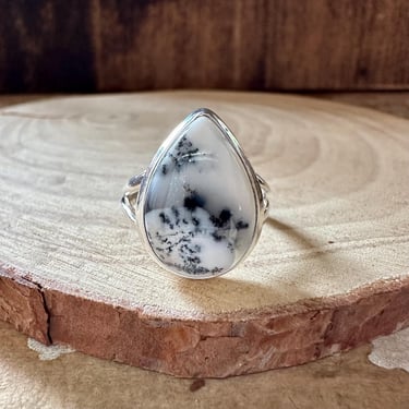 WOODLAND DENDRITIC OPAL Sterling Silver Ring | Handcrafted in India | Nature, Balance, Growth | Size 8 