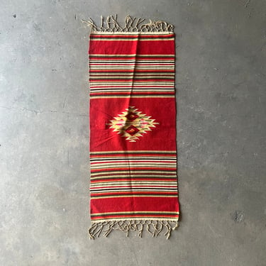 Vintage Mexican Saltillo Woven Wool Rug 