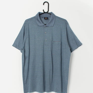 Vintage blue striped polo shirt - Large 