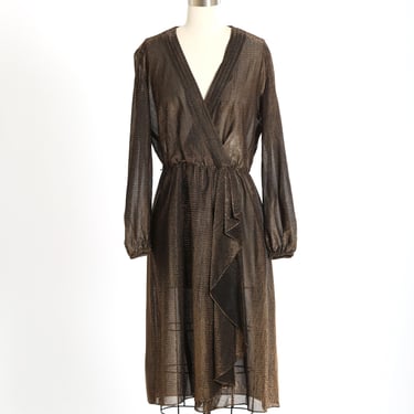 Vintage 70s semi sheer copper lurex dress 