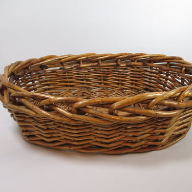 Extra Large Oval Willow Reed Basket Antique Hand Woven Gathering Basket Wicker Storage Bin Vintage Stick Basket for Holiday Gift Giving 