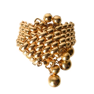 6 Donna Vintage 1980s Golden Chain and Dangling Ball Statement Bracelet