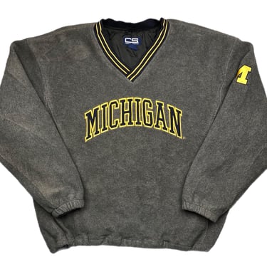 Vintage 90s Crable Sportswear University of Michigan Wolverines Embroidered Fleece Pullover Size XL 