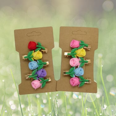 Floral Hair Clip Set Cute Summer Rose Flower Clips Barrettes 