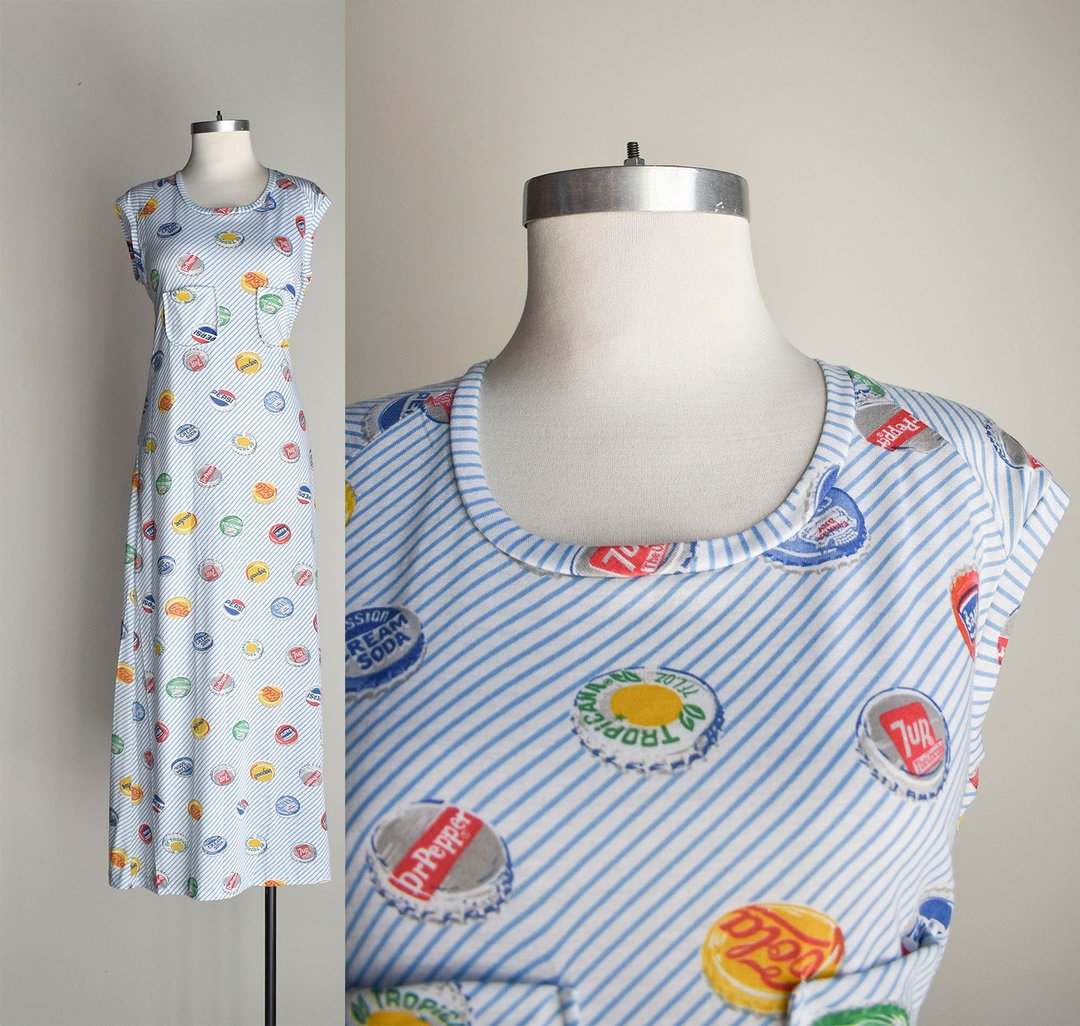 1960s Soda Pop Bottle Cap Print Dress Milk & Ice Baltimore, MD