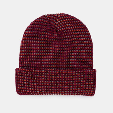 Grid Knit Beanie in Wine Red