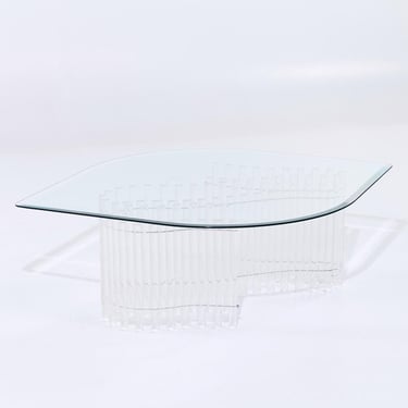 Charles Hollis Jones Mid Century Tambour Lucite Coffee Table - mcm 