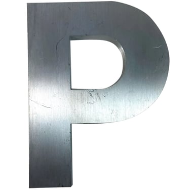 1950's Vintage American Spanjer Brothers Brushed Aluminum Letter P Building Sign 