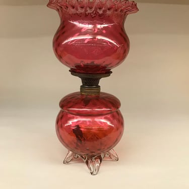 Miniature Red Art Glass Lamp 