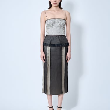 Maison Margiela Women Contrast Panel Silk Midi Dress