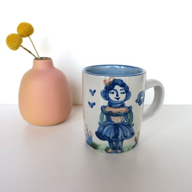 Vintage Ma Hadley Lady Mug, 10oz "The End" Pottery Stoneware Farmers Wife Coffee Cup 