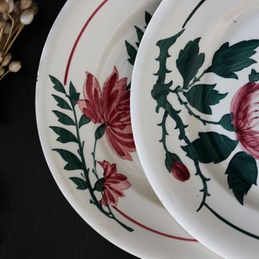 2 Plates LONGWY Pottery France, Serving Dish Ceramic, Faience Serving Plate, Plate Set Ceramic, Farhoouse Kitchen Decor, Veronique, 