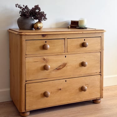 Antique English Pine Dresser, Two over Two Drawer 