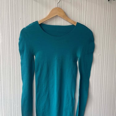 Issey Miyake APOC teal woven net neck top 