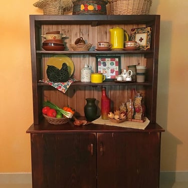 Rustic Farmhouse Kitchen Hutch, Refinished Wood Cabinet 