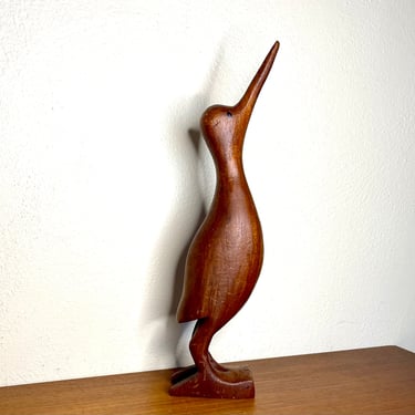 Vintage 1960s Carved Teak Bird Statue from Sweden 