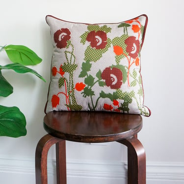 Retro Floral Print Pillow Upcycled Throw Pillow Cover 16