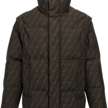 Fendi Men Ff Jacquard Nylon Puffer Jacket