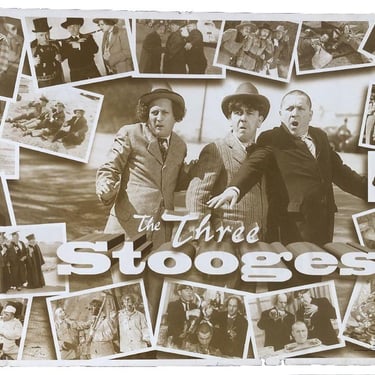 Three Stooges Vintage Sepia Poster Mounted to Foam Core Board 