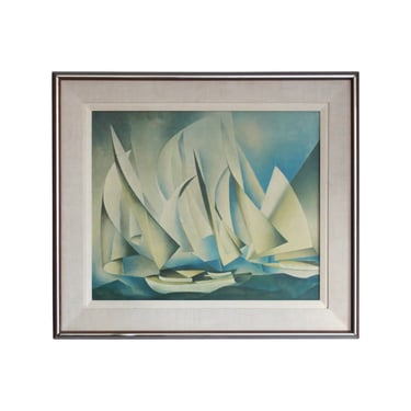 Framed ART DECO Collectible Collotype Fine Art Print by Charles Sheeler Pertaining To Yachts And Yachting 1922 New York Graphic Society Ltd 